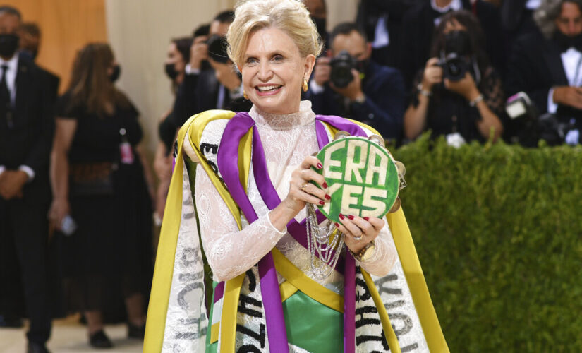 NY Rep. Carolyn Maloney shows up at 2021 Met Gala wearing a gown in suffragist colors