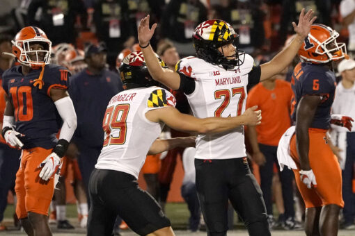 Petrino’s late FG lifts Maryland over Illinois 20-17