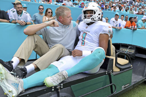 Dolphins say Tagovailoa broke ribs, won’t play vs. Raiders