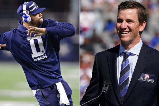 Eli Manning imitates Dak Prescott’s hip thrust warmup during live broadcast: ‘I’m like Shakira