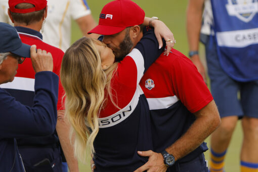 Dustin Johnson, Paulina Gretzky celebrate as golfer makes Ryder Cup history