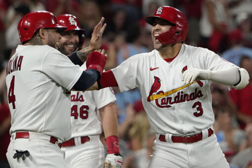 Carlson homers twice, Mikolas gets first win in two years
