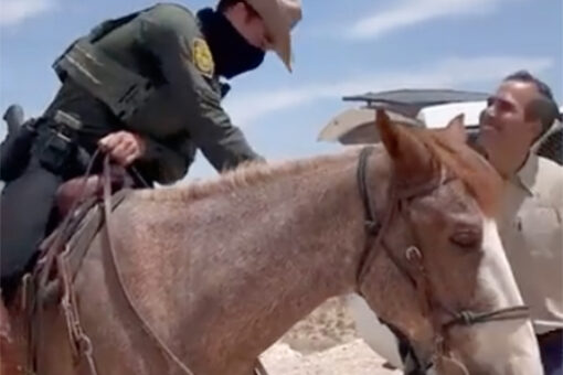 George P. Bush talks to horse-mounted border agents, slams idea they whipped migrants