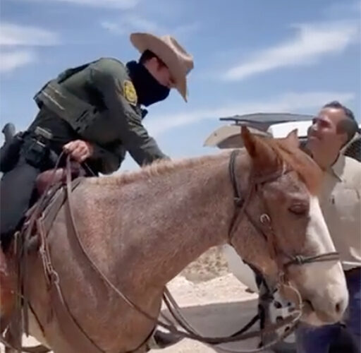 George P. Bush talks to horse-mounted border agents, slams idea they whipped migrants