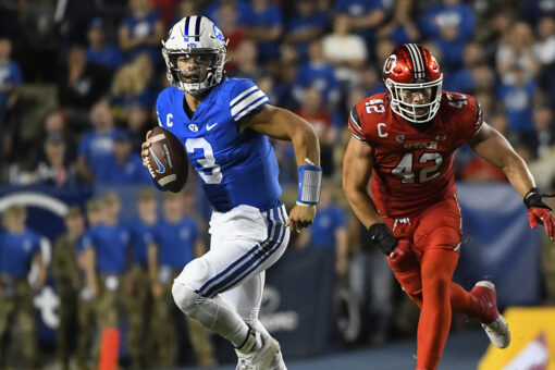 Hall passes for 3 TDs, BYU tops No. 21 Utah 26-17