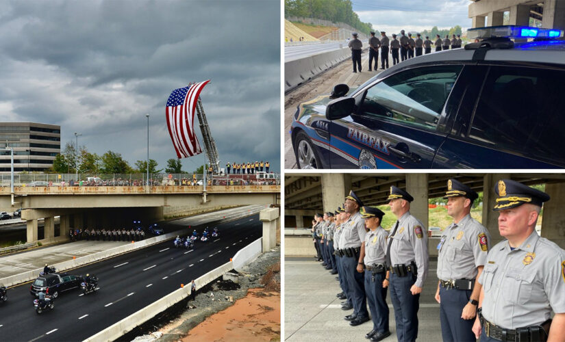 Firefighters stand in the rain to honor fallen US servicemember killed in Kabul