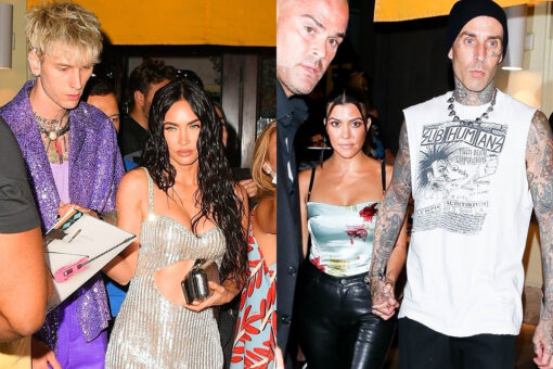 Machine Gun Kelly, Megan Fox join Kourtney Kardashian and Travis Barker for late-night post-VMAs dinner in NYC