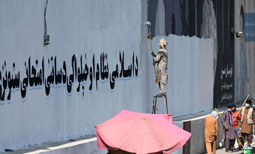 Taliban painting over western murals in Kabul, including George Floyd mural