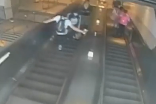 New York City escalator attack caught on video