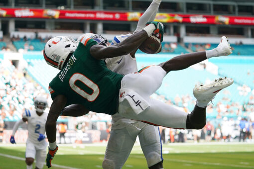 Miami’s Romello Brinson makes his case for catch of the year with must-see TD