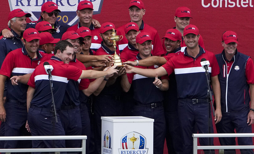 Bryson DeChambeau, Brooks Koepka hug after Ryder Cup victory