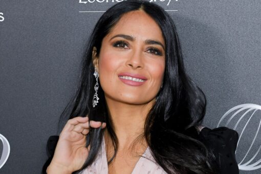 Salma Hayek celebrates 55th birthday by showing off her curves in bright blue one-piece