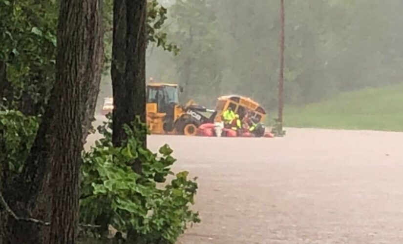Maryland students rescued from submerged school bus as more than 80 roads closed due to flooding