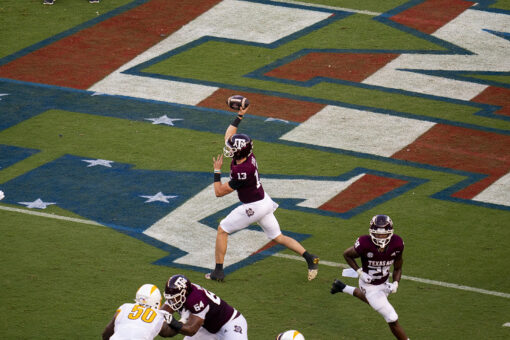 Aggie yell leader reminds fans not to shout vulgar language