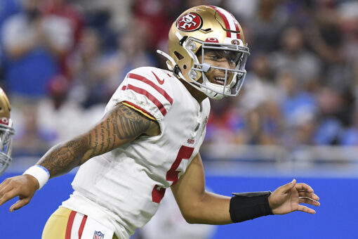 Trey Lance scores touchdown with first career pass for 49ers