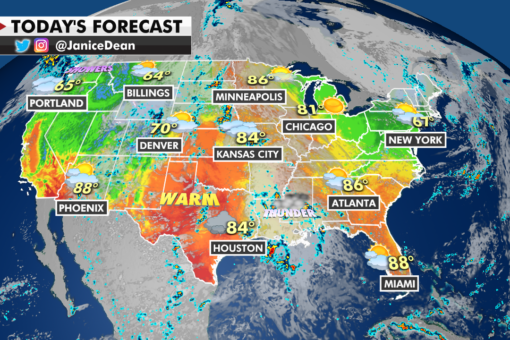 Cooler temperatures felt in regions across US as front brings risk of storms, heavy rain