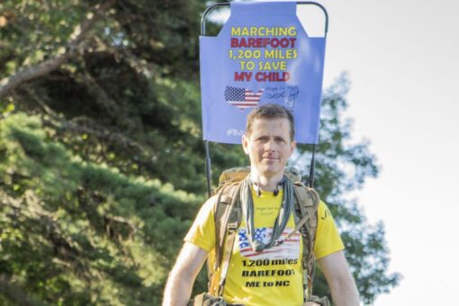 Why this father is walking from Maine to North Carolina, barefoot