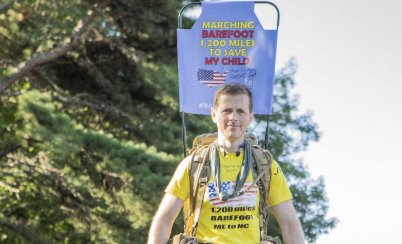 Why this father is walking from Maine to North Carolina, barefoot