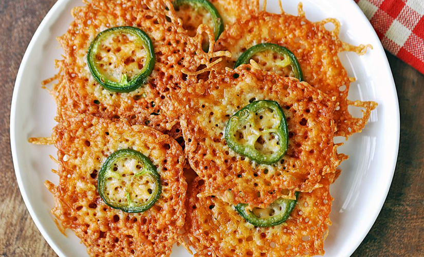 2-ingredient jalapeno cheddar crisps for an easy, game day snack