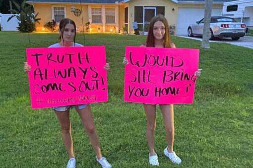 Gabby Petito disappearance: Protesters carry signs to home of Brian Laundrie urging him to speak with police