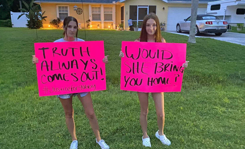 Gabby Petito disappearance: Protesters carry signs to home of Brian Laundrie urging him to speak with police