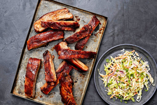 Oven-baked pork ribs with tamarind BBQ sauce for game day dinner