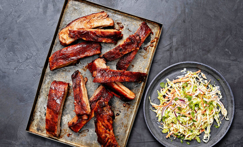 Oven-baked pork ribs with tamarind BBQ sauce for game day dinner