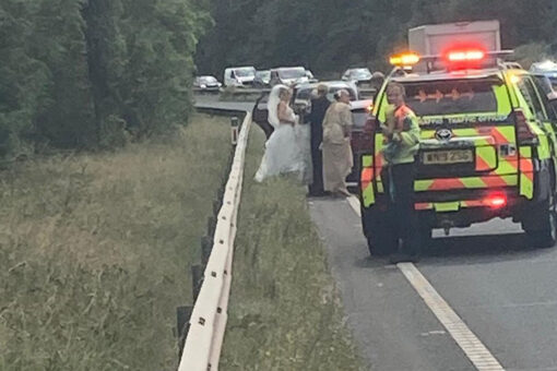 Police rescue bride after her car breaks down on the way to her wedding