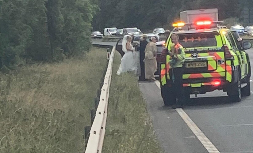 Police rescue bride after her car breaks down on the way to her wedding