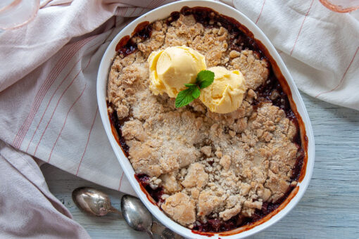 Easy, from-scratch strawberry rhubarb cobbler for your next potluck: Try the recipe
