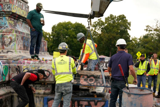 Crews searching for Confederate statue’s 1887 time capsule