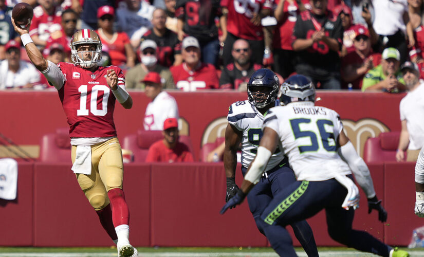 49ers’ Jimmy Garoppolo leaves with calf injury, Trey Lance takes over at quarterback