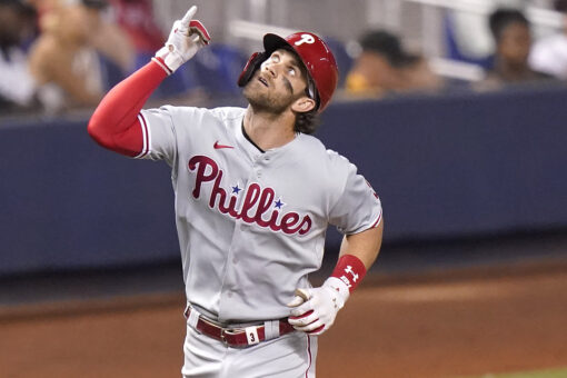 Harper homers, Suárez shuts down Marlins in Phils’ 5-0 win