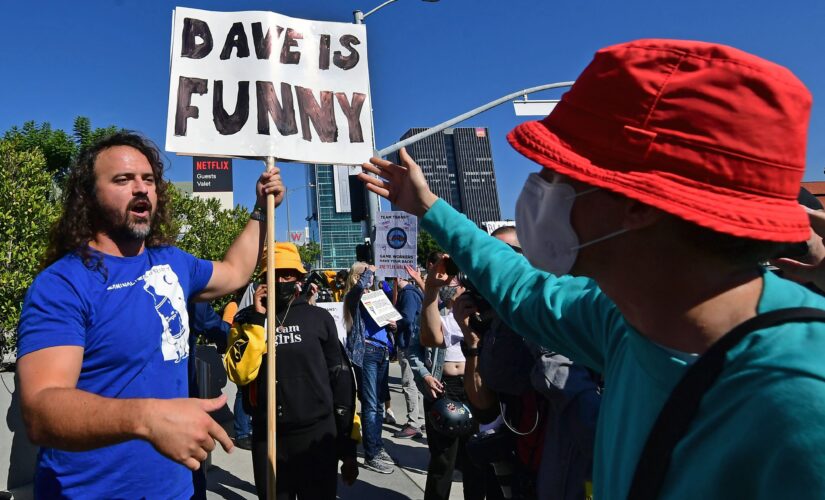 Netflix protesters furious over Chapelle special attack man with ‘We like Dave’ sign