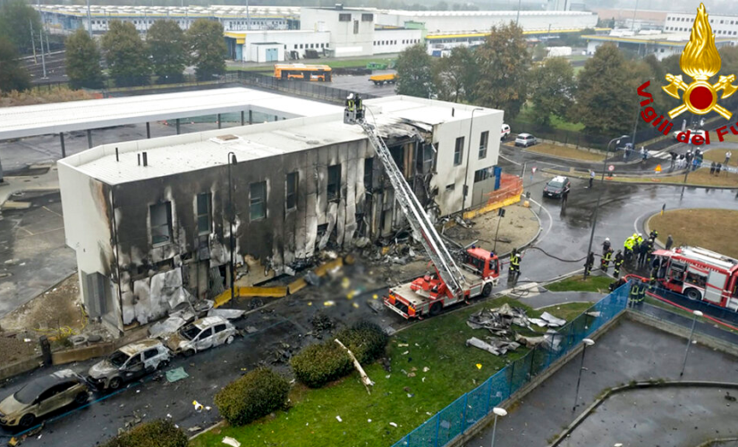 Plane crashes into building near Milan; all 8 aboard die