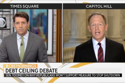 Toomey clashes with CBS host for saying GOP could ‘relieve’ debt ceiling crisis: Dems control the government!