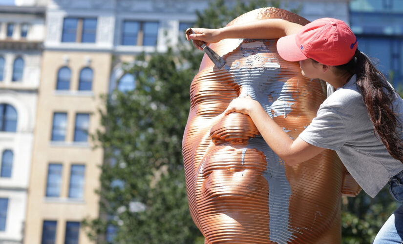 George Floyd memorial statue vandalized in NYC