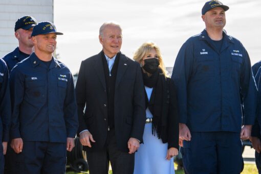 Bidens visit Coast Guard station, meet virtually with service members around the globe on Thanksgiving