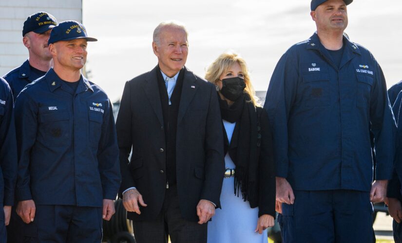 Bidens visit Coast Guard station, meet virtually with service members around the globe on Thanksgiving