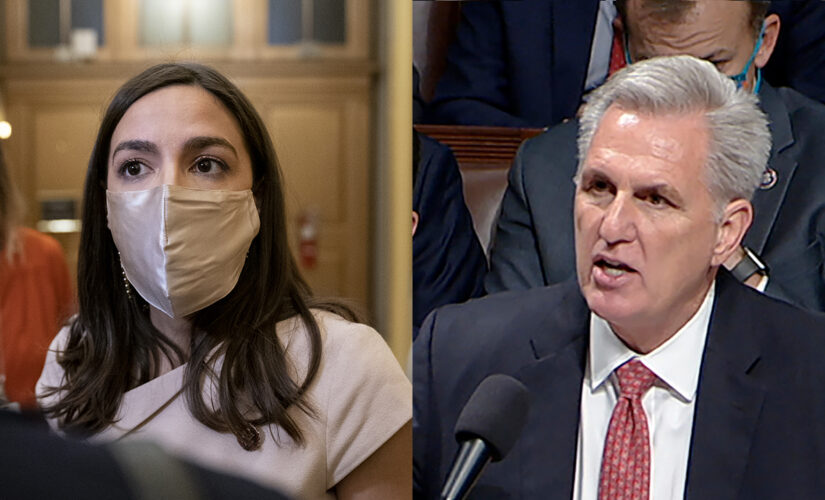 AOC mocked McCarthy&apos;s speech from House cloakroom prior to social-spending vote: &apos;Communicating so little&apos;