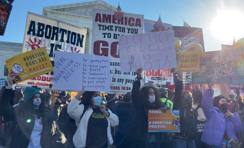 Abortion &apos;saves lives,&apos; woman says as protesters crowd around Supreme Court