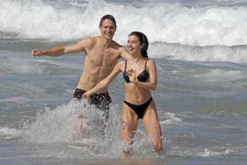 'West Side Story' actor Ansel Elgort makes a splash in Hawaii with girlfriend Violetta Komyshan