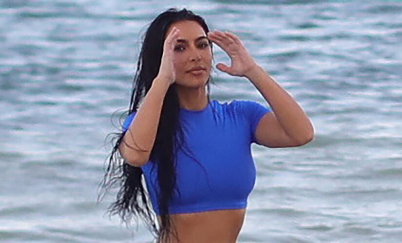 Kim Kardashian stuns in bright blue two-piece swimsuit