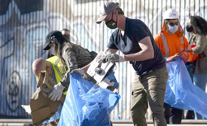 Newsom calls littered LA rail tracks ‘unacceptable,’ brings along cleanup crew