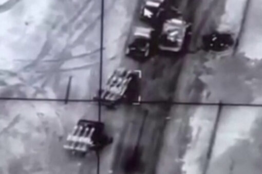 Footage appears to show Ukrainian drone destroying Russian missile system