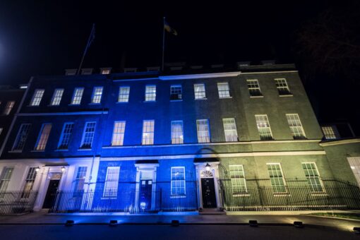 Cities across the globe light up in blue and yellow in solidarity with Ukraine