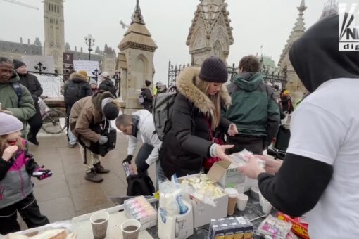 Supporters rally around Canadian trucker convoy providing food, gas and rides