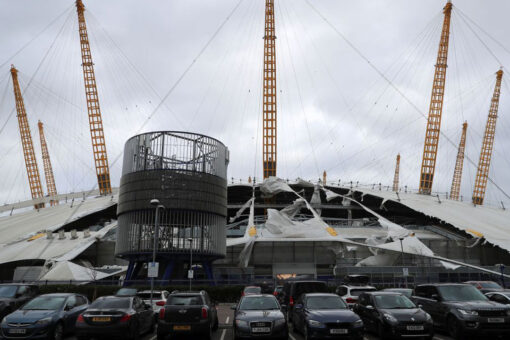 Storm Eunice rips roof from London’s arena with wind gusts up to 90 mph