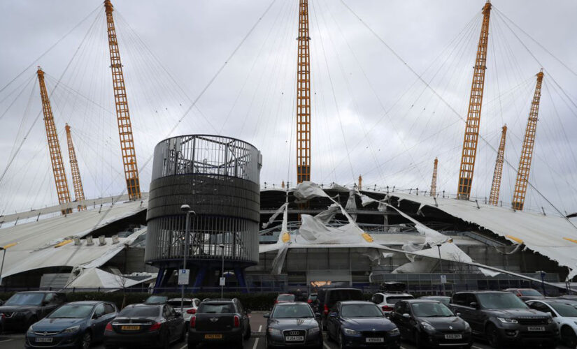 Storm Eunice rips roof from London’s arena with wind gusts up to 90 mph