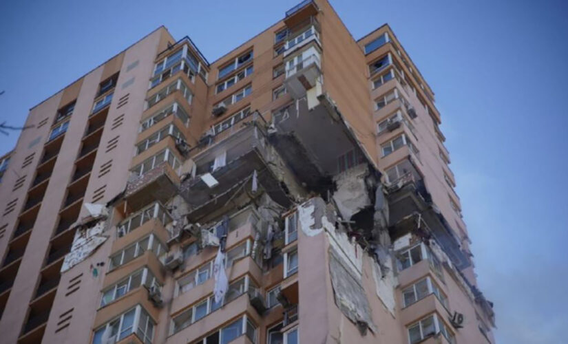 Kyiv high-rise apartment building hit by missile strike
